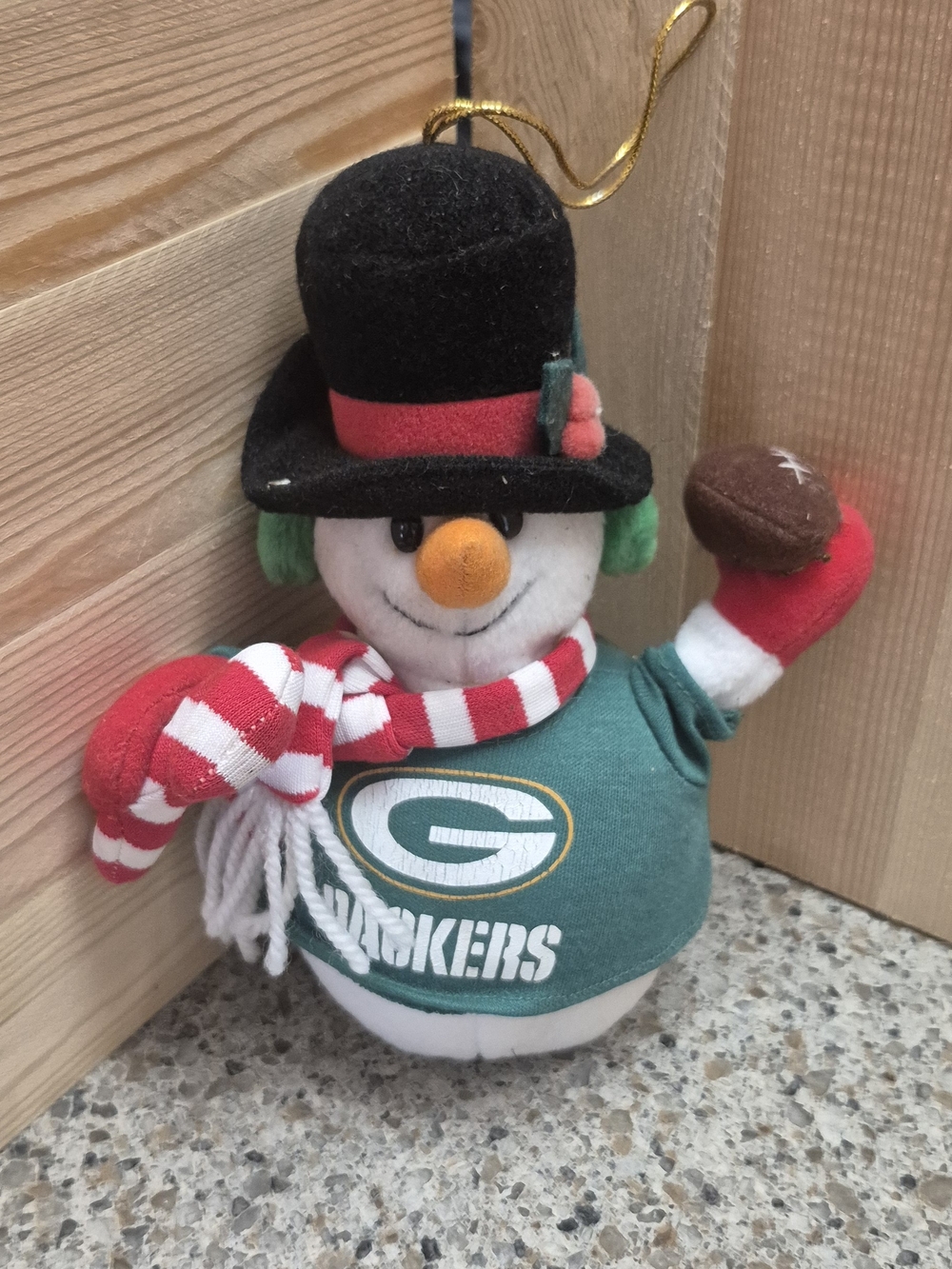 Kurt S. Adler Green Bay Packers Plush Snowman Ornament Football Christmas NFL 7"